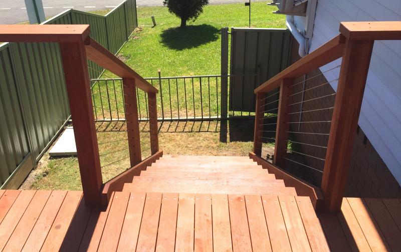 Merbau stairs with stainless steel balustrade 