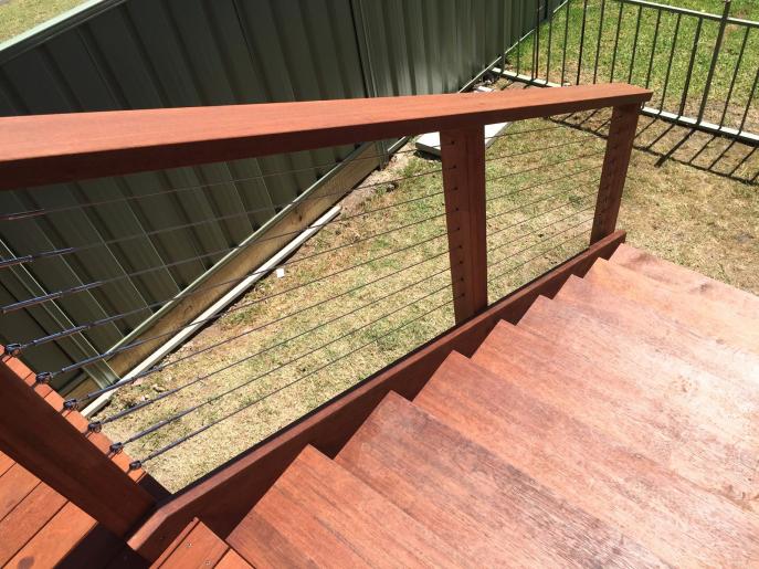 Merbau stairs and stainless steel balustrade 