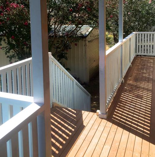 Spotted gum decking and treated pine colonial hand rail and balustrade