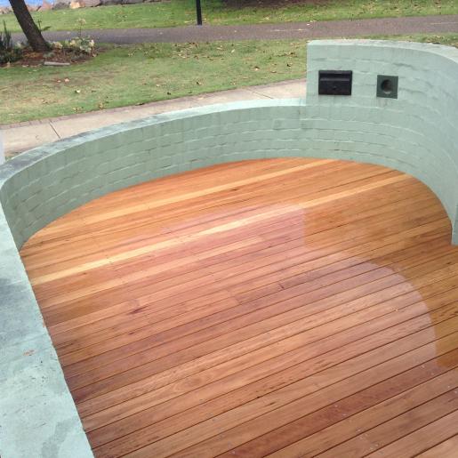 Curved Black Butt decking