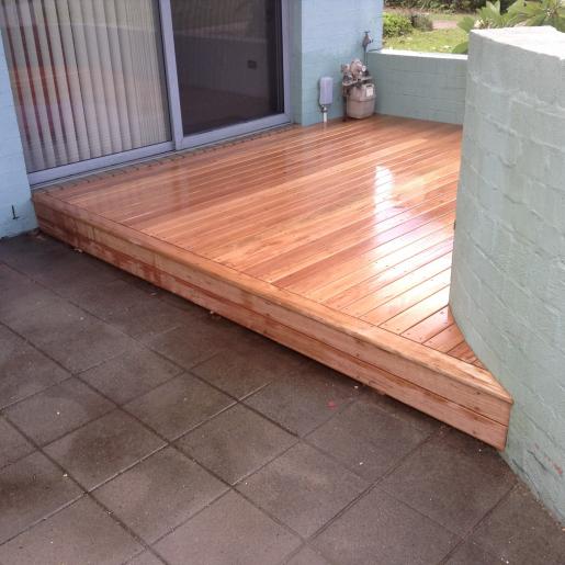 Black Butt decking with stainless steel screws